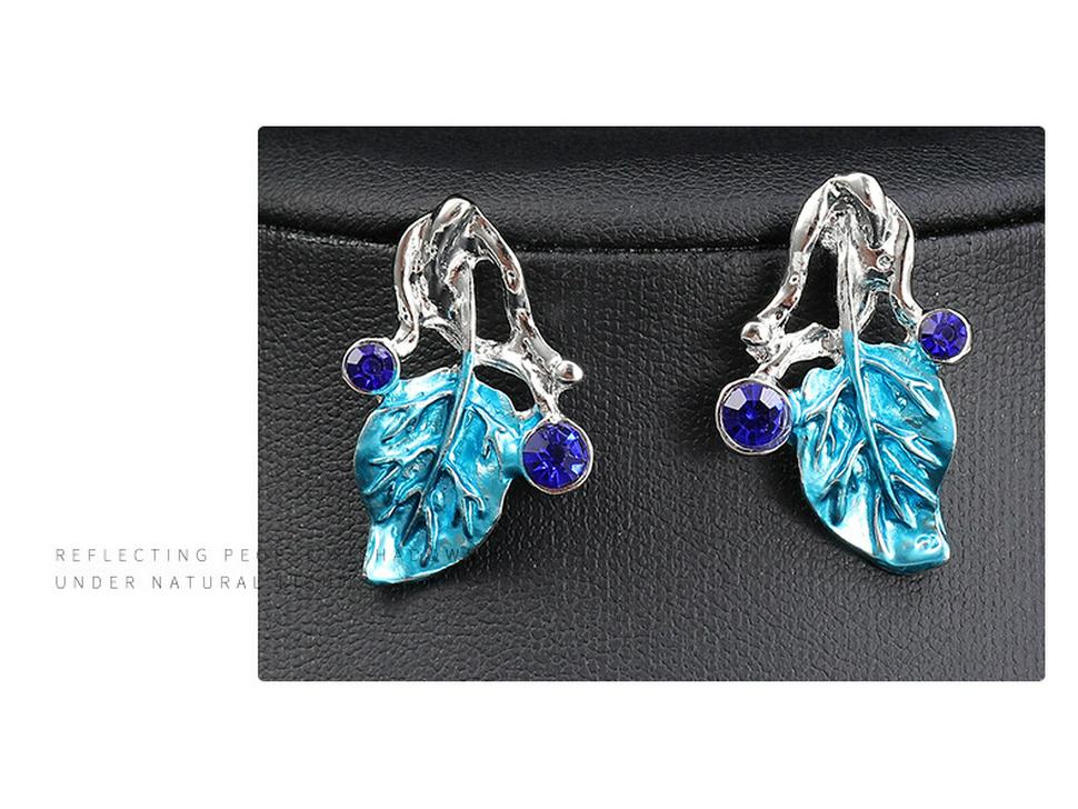 European-American Colorful Leaf Diamond-Encrusted Enamel Alloy Necklace Set