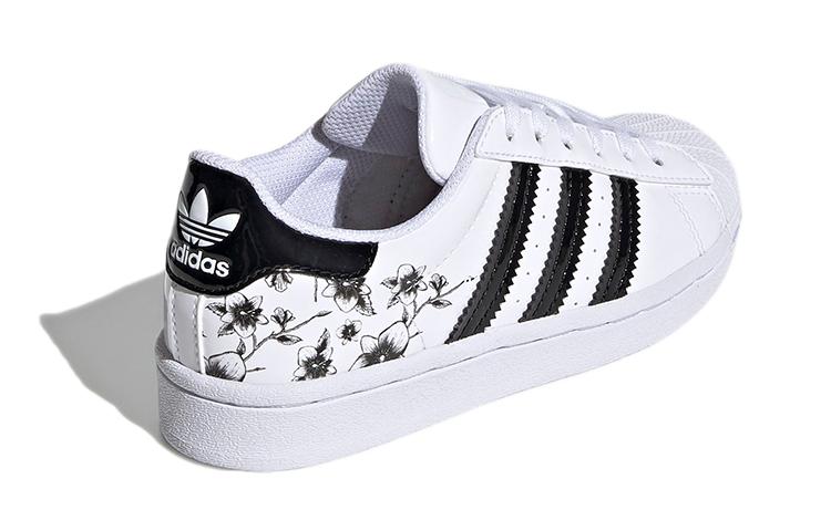 adidas Originales SUPERSTAR Calzado de Skateboarding para Niños Bajo de Estampado Floral Resistente al Desgaste Blanco Niños de 3 a 7 Años FW0777