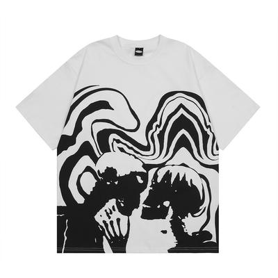 Kurzarm-T-Shirt mit kreativem Design und Aufdruck für den Sommer für Herren, lockerer Hip-Hop-Trend, Nischen-T-Shirt mit Rundhalsausschnitt und halblangen Ärmeln