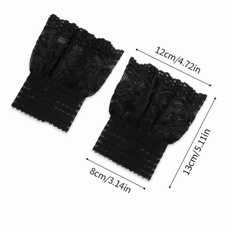 Fake Cuffs 1 Pair Detachable Lace Sleeves Elegant Embroidery Pattern Thin False Cuffs for Women Blouse Accessories