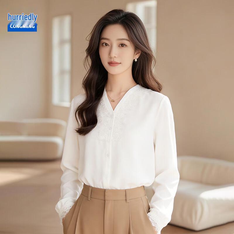 Women s Wrinkle-Free Long-Sleeve Formal White Shirt 3XL