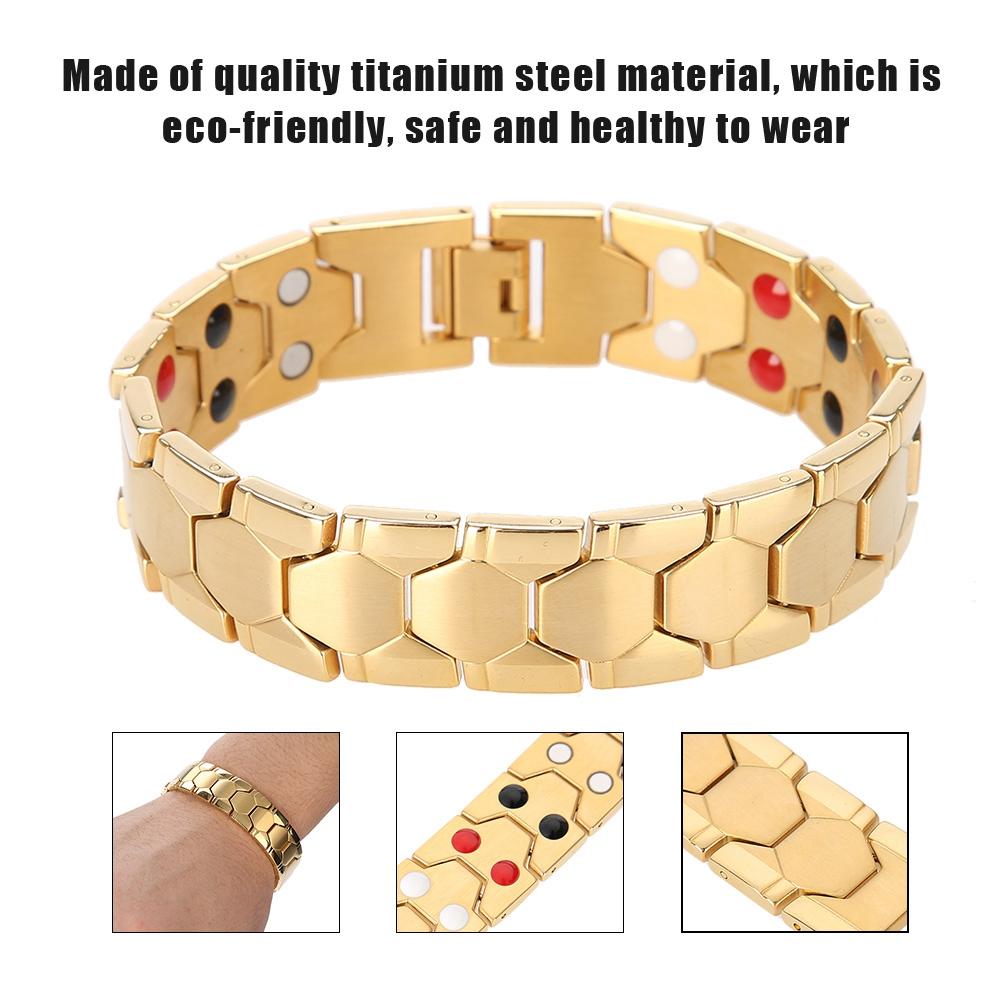 Fashionable Jewelry Magnetic Titanium Bio Energy Bangle Men Health Care Bracelet (Gold)