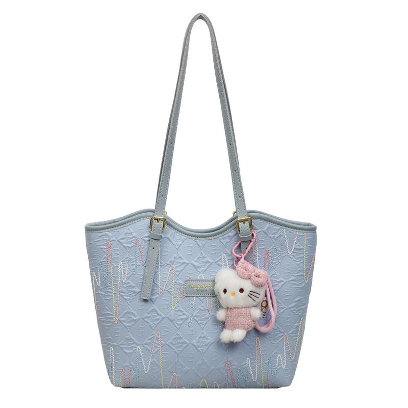 New Popular Large-Capacity Simple And Cute Cartoon Women'S Bag Pendant Textured Tote Bag Commuter Shoulder Women'S Bag