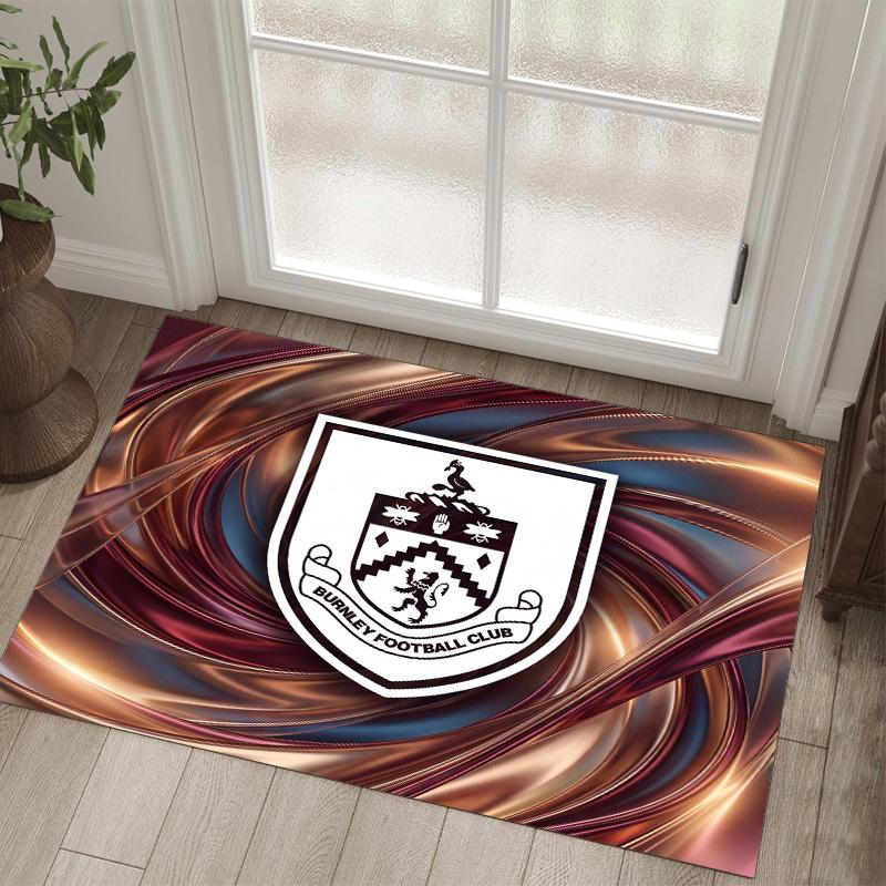 Burnley Football Design Crystal Velvet Carpet Cozy Non?Slip Printed Rug For Bedroom Living Room Entrance