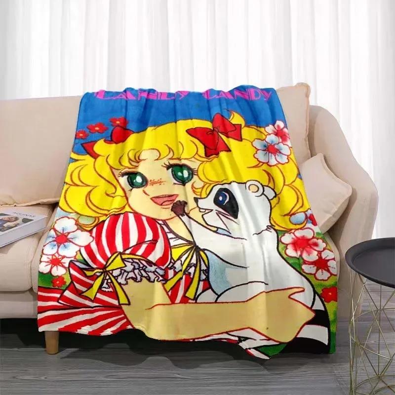 Candy Candy Anime Battaniye Kawaii Japon Anime Flanel Süper Yumuşak Sıcak Battaniye Ev İçin Dört Mevsim Yatak Odası Battaniyesi
