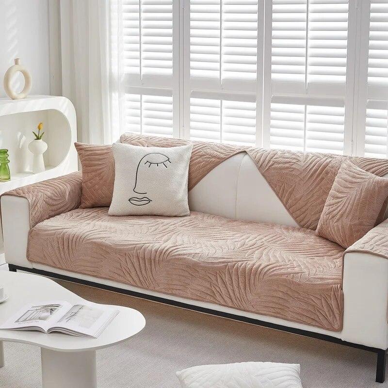 

Winter Solid Color Dutch Velvet Anti-slip Sofa Covers Home Decor Sofa Cushion Thickening Removable Furniture Protective Cover