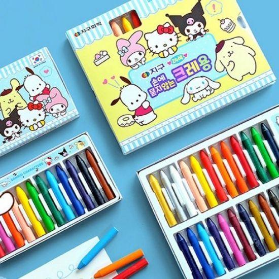 globe chemical Sanrio Characters Wash-Free Crayons (12 Colors / 24 Colors)