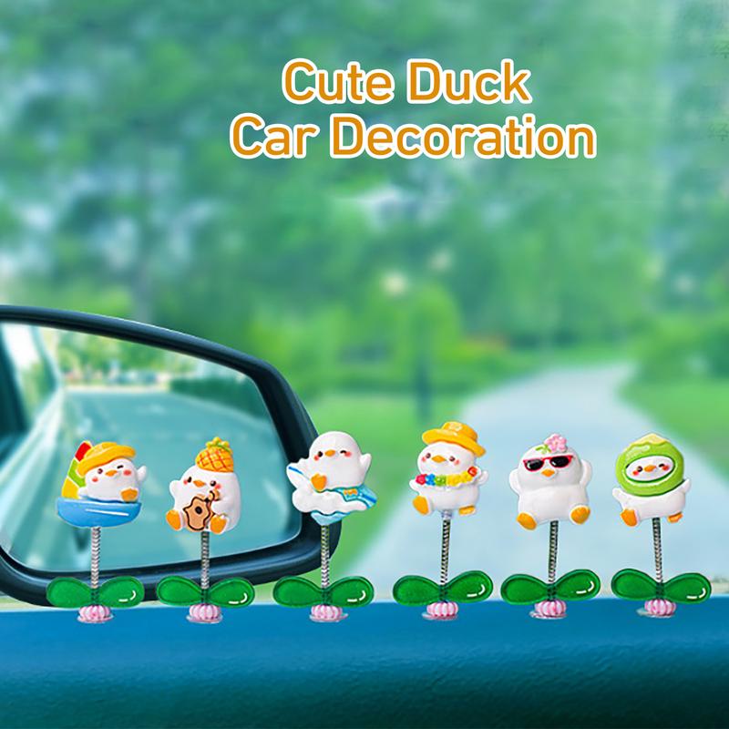 Ente für Armaturenbrett Auto Schütteln Cartoon Armaturenbrett Ornament Autoinnenzubehör 6X Autodekoration für Tisch Garten