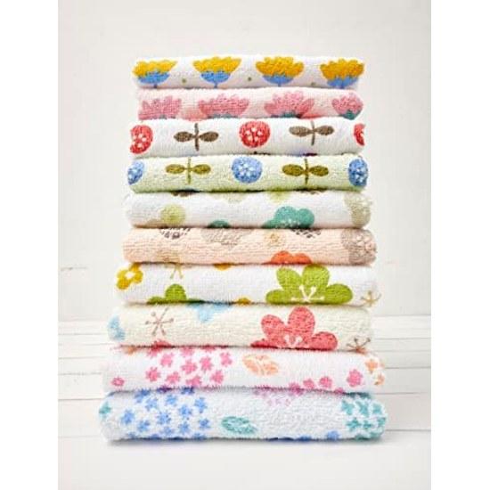 Kosugizen Face Towel Yoku Bari Print Flower 5 Designs 2 Colors 1 Piece 34 80 cm Quick-Drying Thin Type 10 Set SV-2011-10