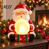 Christmas Gift for Family Friends Light Up Santa Claus Figurine, Statue Holding Glowing Crystal Ball, Warm Housewarming Winter Night Light,