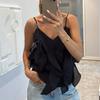 Summer women's clothing design ruffle edge sling vest new simple fashion casual versatile V-neck top