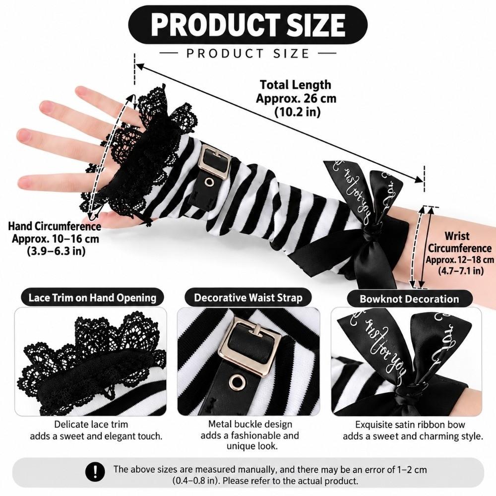 1pair Lace Ruffle Fingerless Gloves Buckle Closure Arm Cover Sleeves Women Girl