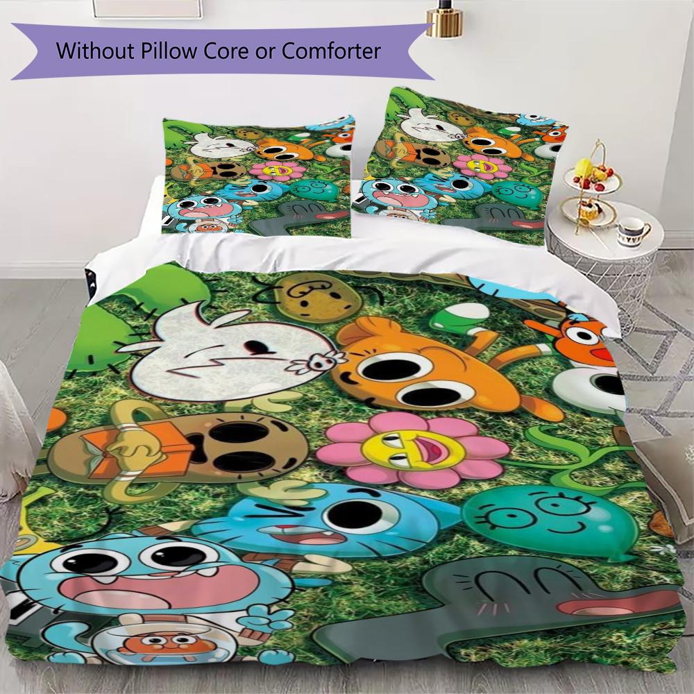Amazing World Gumball Pattern Bedding uilt Set uilt Cover Pillowcase Home Decoration Birthday Gift (1 * duvet cover + 2 * pillowcase without core)196
