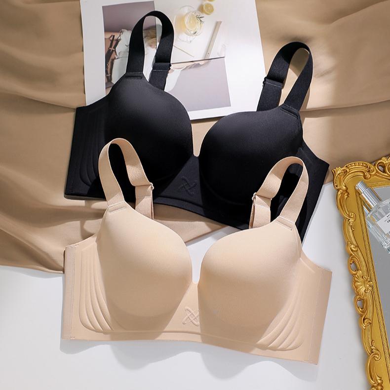 Large Size Smooth Surface Bra for Women Seamless Bra Double Breasted Slim Gathered and Adjusted Bra