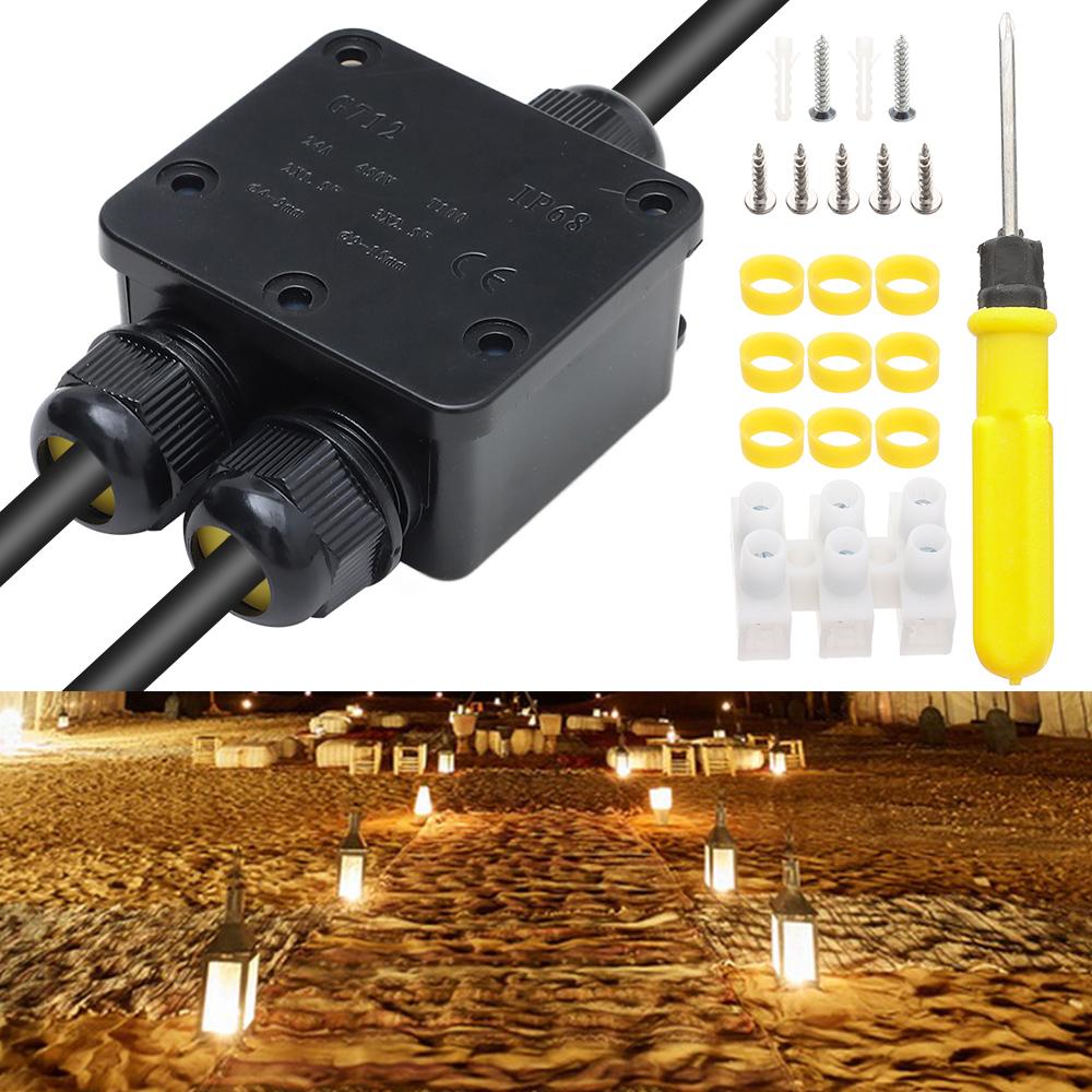 

Waterproof Case 3 Way Outdoor Use Junction Box IP68 Waterproof Cable Wire Connector Junction Case