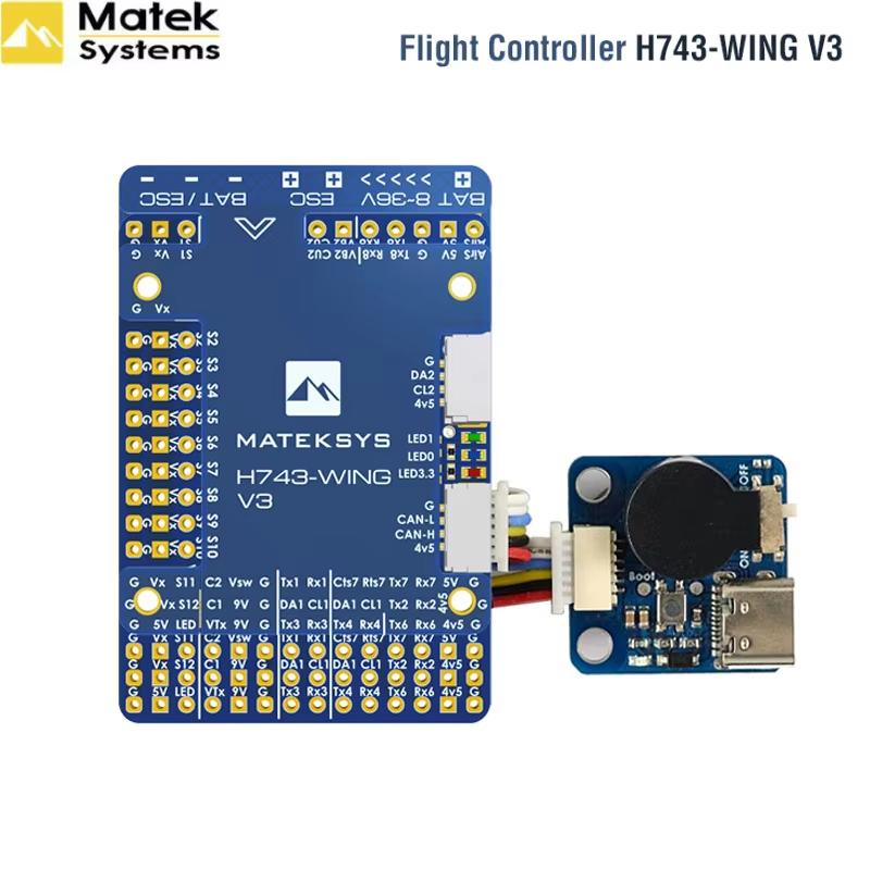MATEK System H743-WING V3 STM32H743VIT6 3-8S Built-in OSD Baro Flight Controller For RC Multirotor Fixed-Wing Drones Model