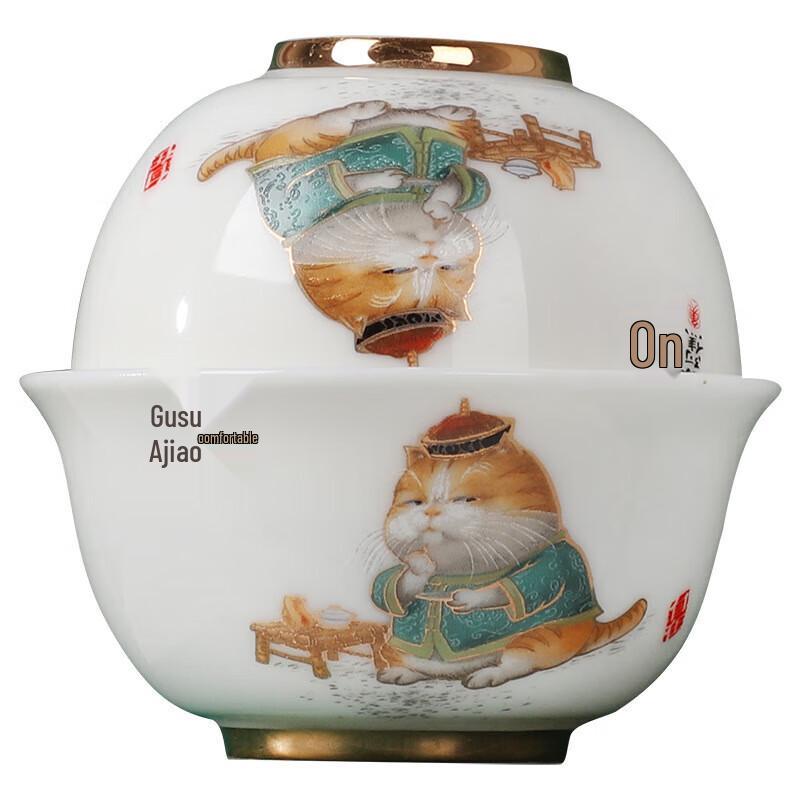 Jiangnan Woman Ceramic Travel Tea Set (One Pot, Three Cups)