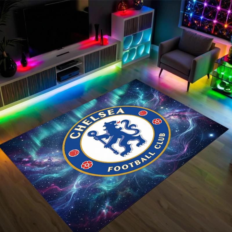 Tappeto in Velluto di Cristallo Design Chelsea FC Accogliente Non?Tappeto Stampato Antiscivolo per Camera da Letto Soggiorno Ingresso