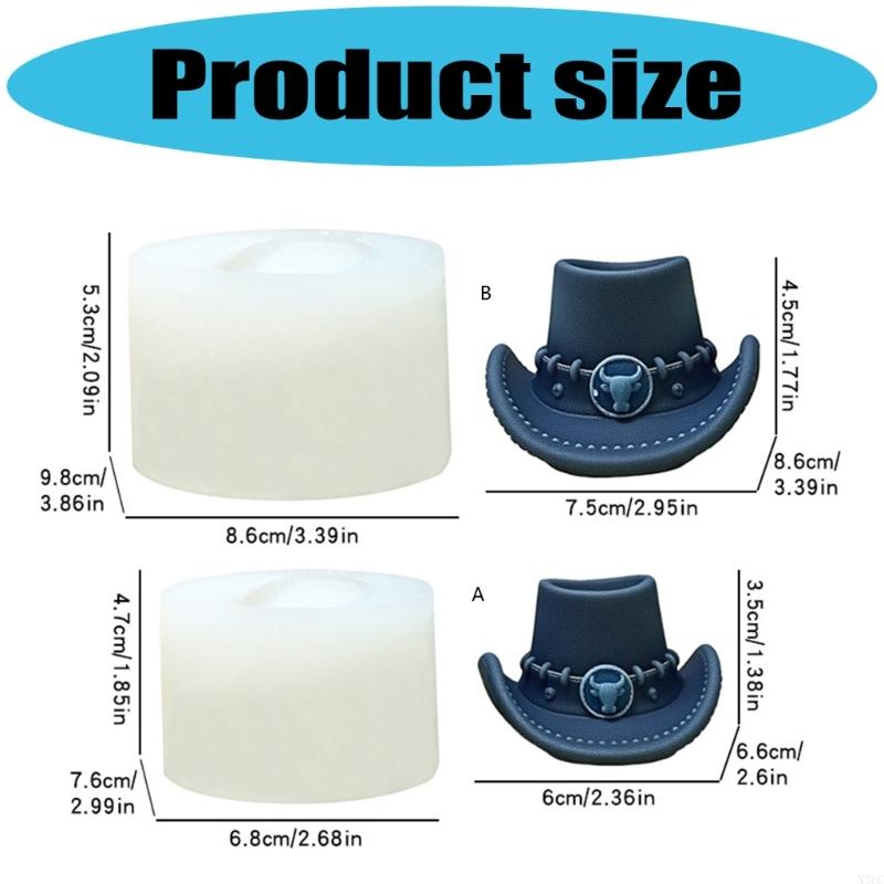 Multipurpose Cowboy Hat Crafting Mould Reusable Silicone for Candle Soap Plasters Decorations X3UC