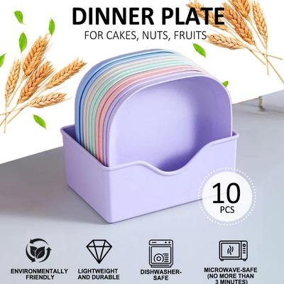 10-teiliges Tellerset mit 1 Halter, tragbares Speisetellerset für Snacks, Desserts, Süßigkeiten