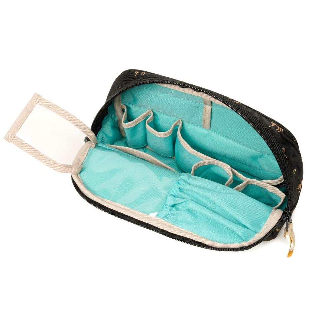 Artisan & Artist Brand Slope-Shaped Makeup Pouch, Pirouette, 3WP-PR110H, Horse Print, Black