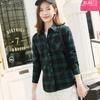100% Cotton Women's Blouse Plaid Shirts Women's Long Sleeve Top S-5XL,Single Breaste Button Women's Shirt With Chest Pockets