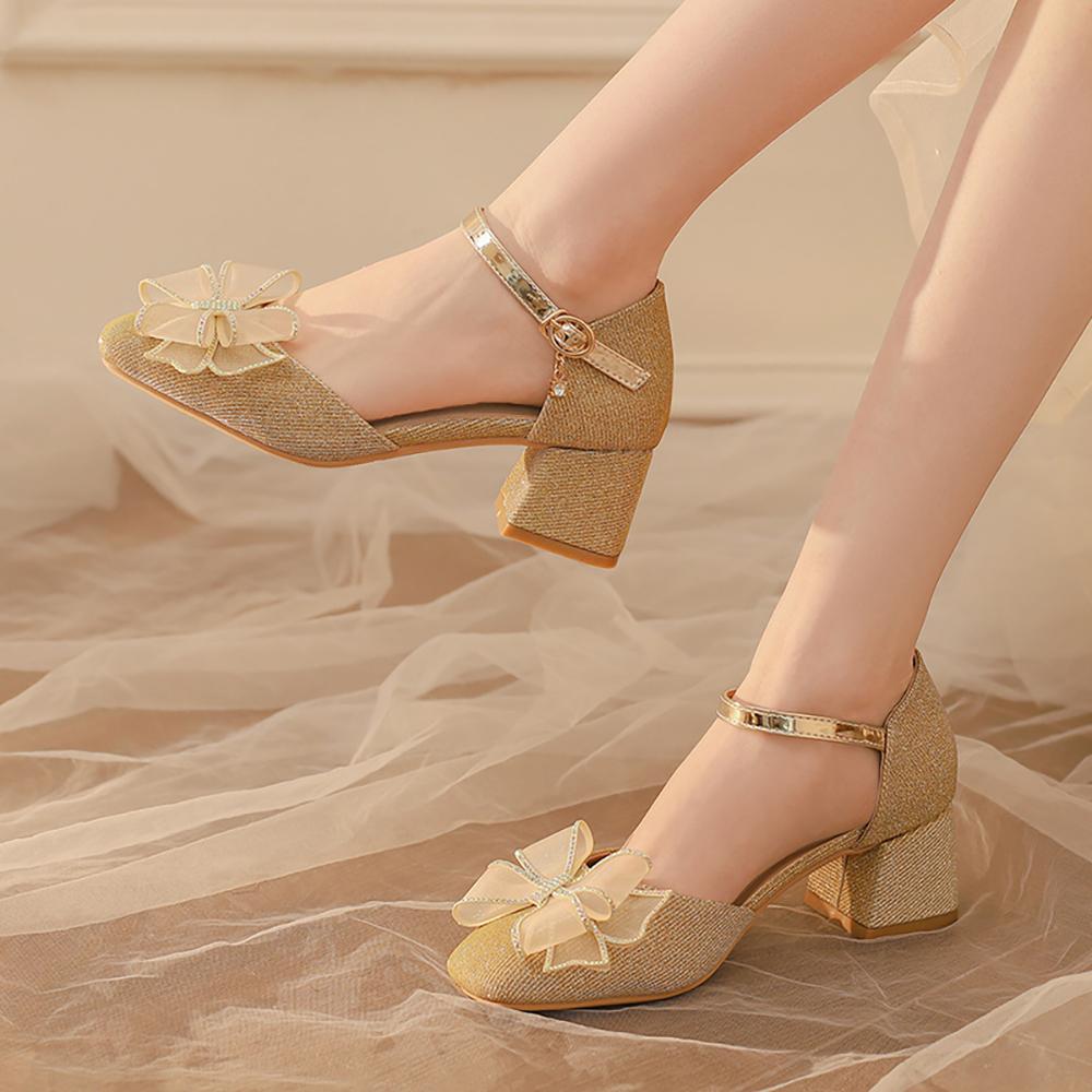 Gold Silber Frauen Sandalen Med Heel Kleine Große größe 33 52
