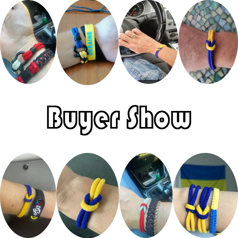 Concentric Knot Men Bracelet Blue Yellow Braclet Detachable Stainless Steel Horseshoe Clasp Ukrainian Flag Color Braslet Homme