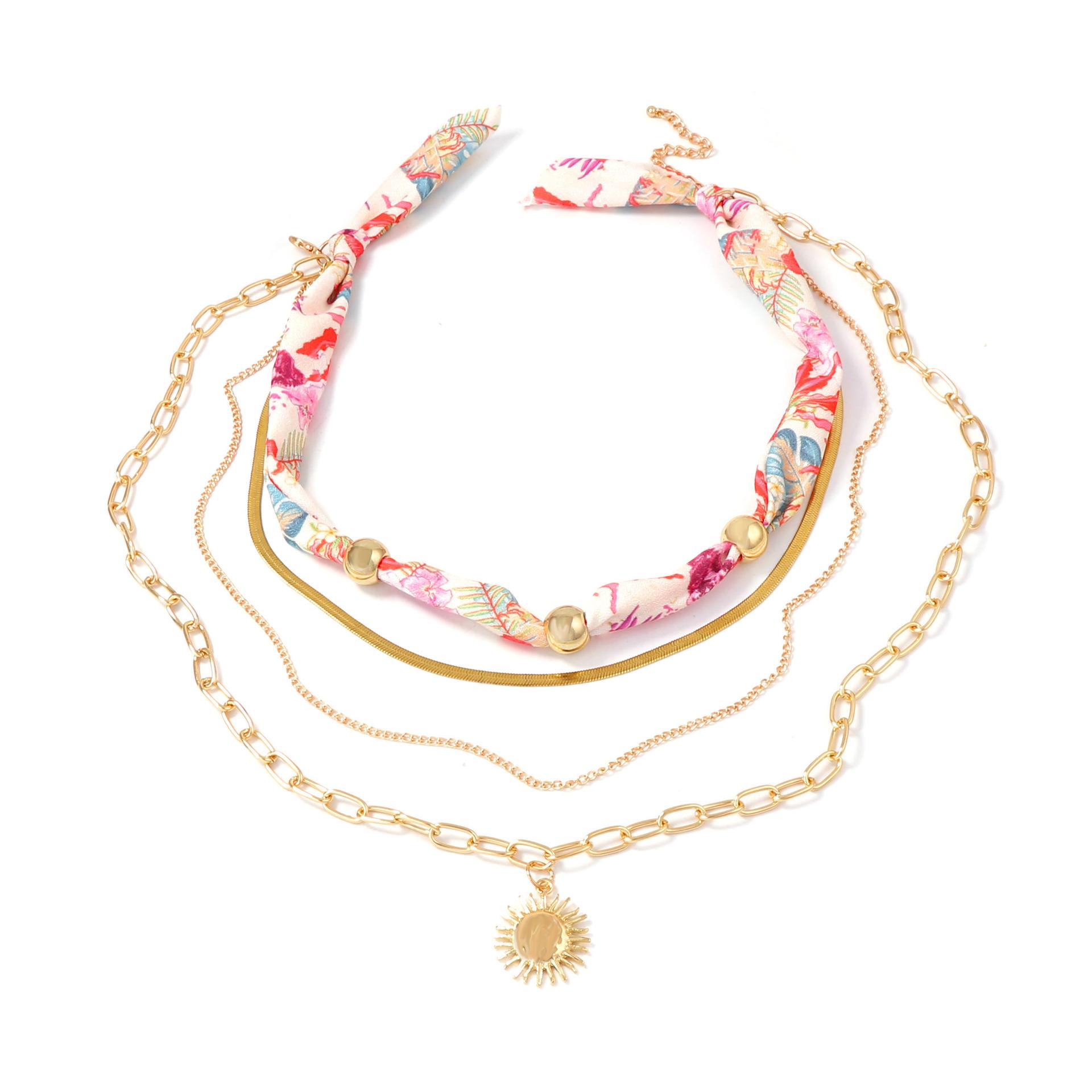 

Personality trends, literary and artistic light luxury design, multi-layered wearing chains, silk scarves, necklaces, versatile necklace