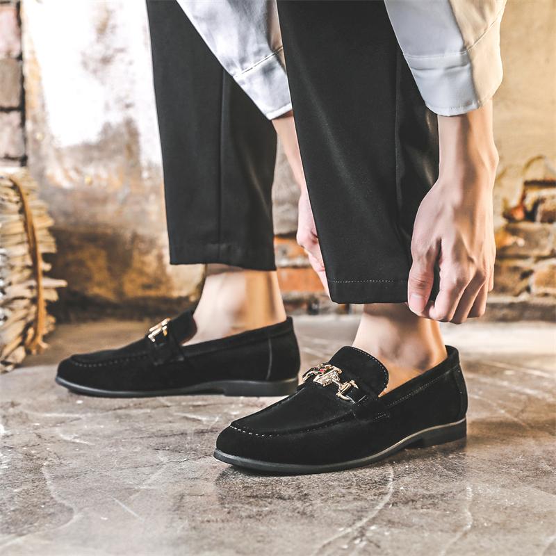 Mocasines de Cuero Mate Negro de Moda para Hombre Low-Top Marrón Negocios  Conducción Zapatos de Cuero Cómodos Suela Blanda Casual Zapatos de Hombre 