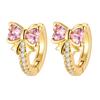 18K Gold Plated Shinny Bow Huggie Hoop Earrings for Women, Cubic Zirconia Small Hoops, Sensitive Ears Jewelry