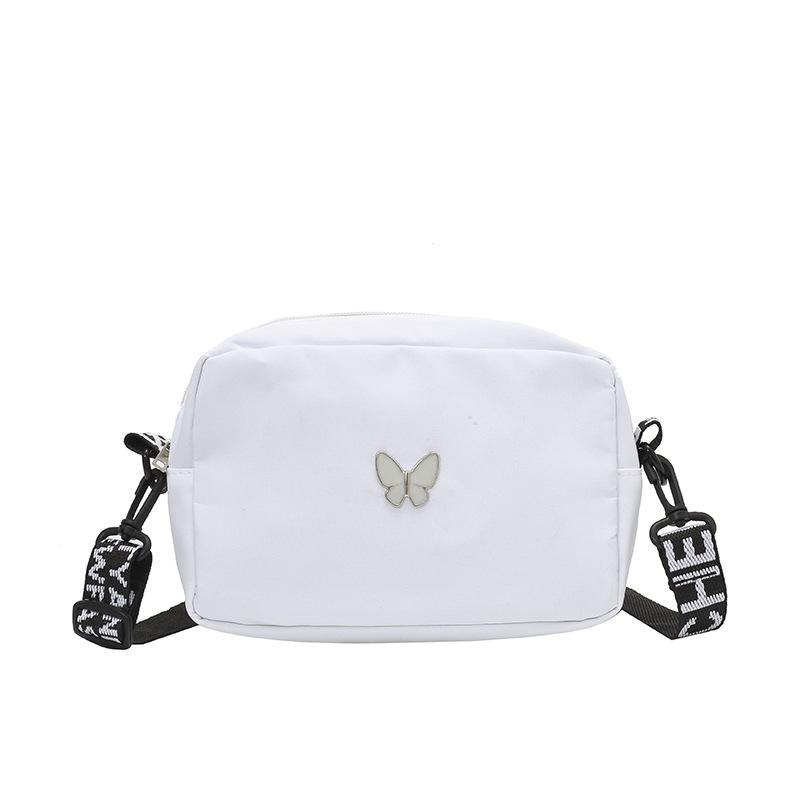 Корейская версия простой сумки-мессенджера женская ins японская универсальная бабочка маленькая квадратная сумка высокая стоимость для выхода на улицу commuting сумка через плечо белый