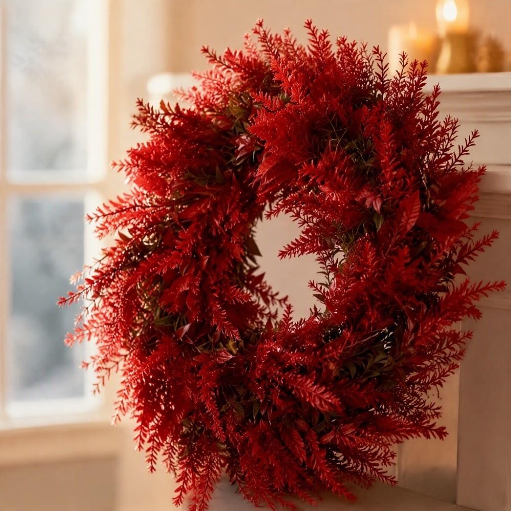 Bright Red Christmas Wreaths Purely Handmade Christmas Hanging Garland Outdoor Door