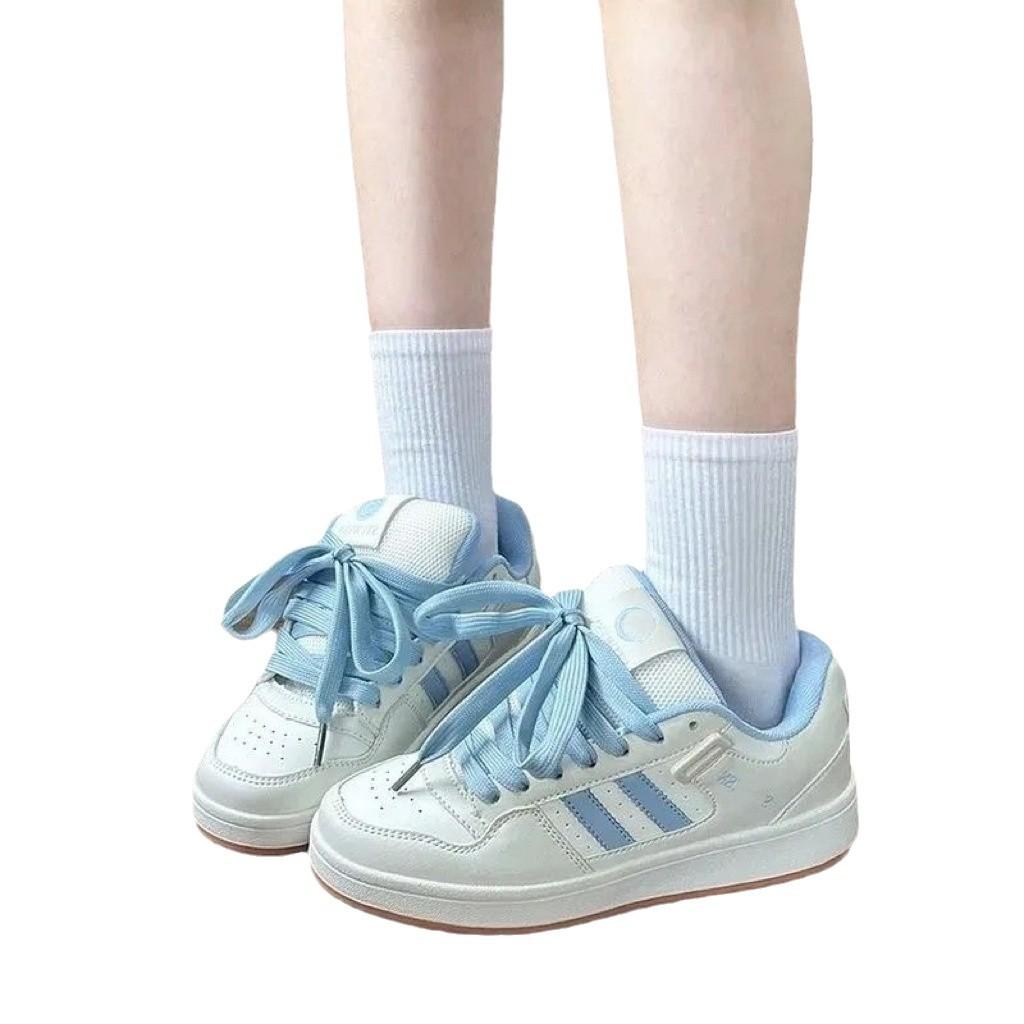 2025 high value white shoes women's niche Korean version versatile retro bread shoes Guochao casual shoes sports skateboard shoes