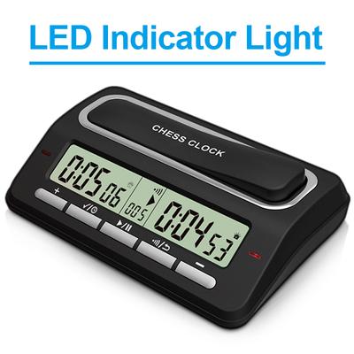 Digitale Schachuhr, Schachspiel-Timer mit LED-Anzeige, 39 voreingestelltes Zeitsystem für internationale Schachspiele