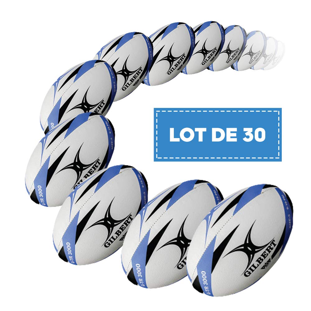 Gilbert 3000 Rugby Size for Elementary School and Black G-TR Ball, 3, Students, White, Red, [Used]