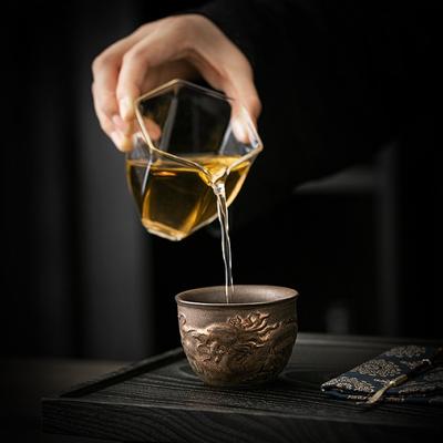 120ml Vintage Keramisk Tekopp med Drakdesign, Stor Kapacitet Kung Fu Teset, Antik Orientalisk Temugg för Gongfu-ceremoni