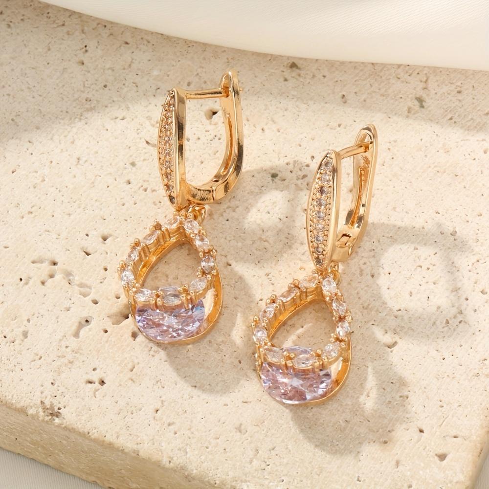 Luxurious Water Drop Shape Zirconia Dangle Earrings for Women 2025 New Fashion Earring Golden Party Jewelry Accessories