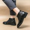 British Style Brogue Dress Boots Men Pointed Toe High Top Leather Shoes Man Fashion Design Zip Men's Ankle Boots botas masculino