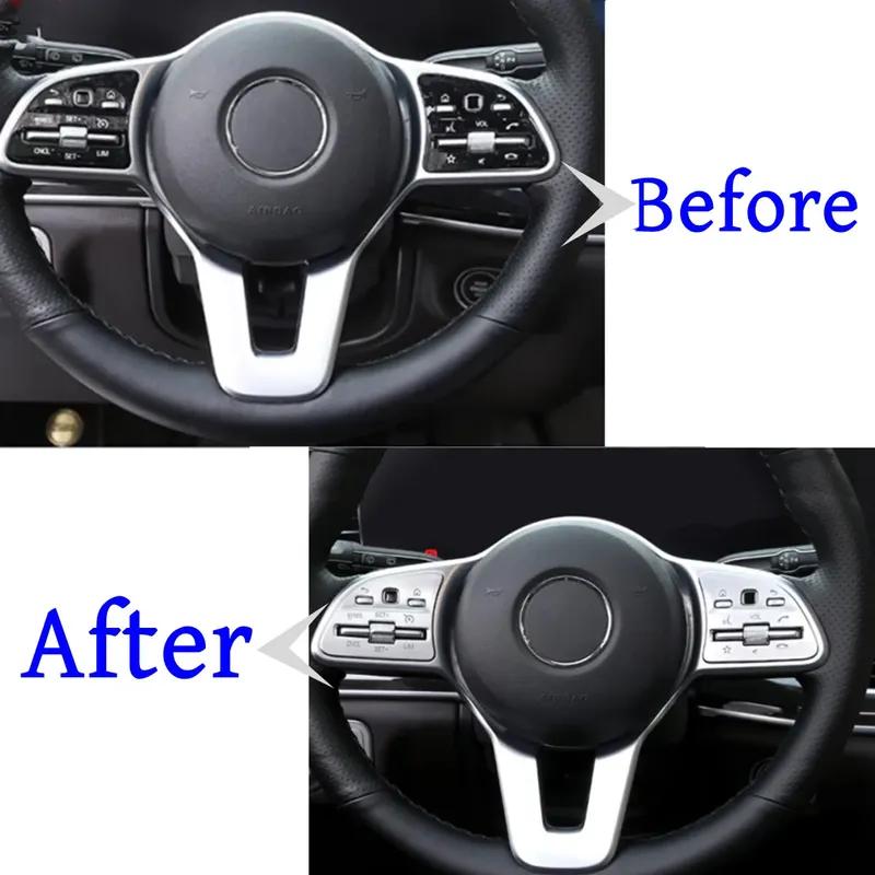 Car Steering Wheel Button Panel Cover Trim Sticker For Mercedes Benz C E A B Class GLC GLB GLE GLS W177 W205 W213 A200L 2020-24