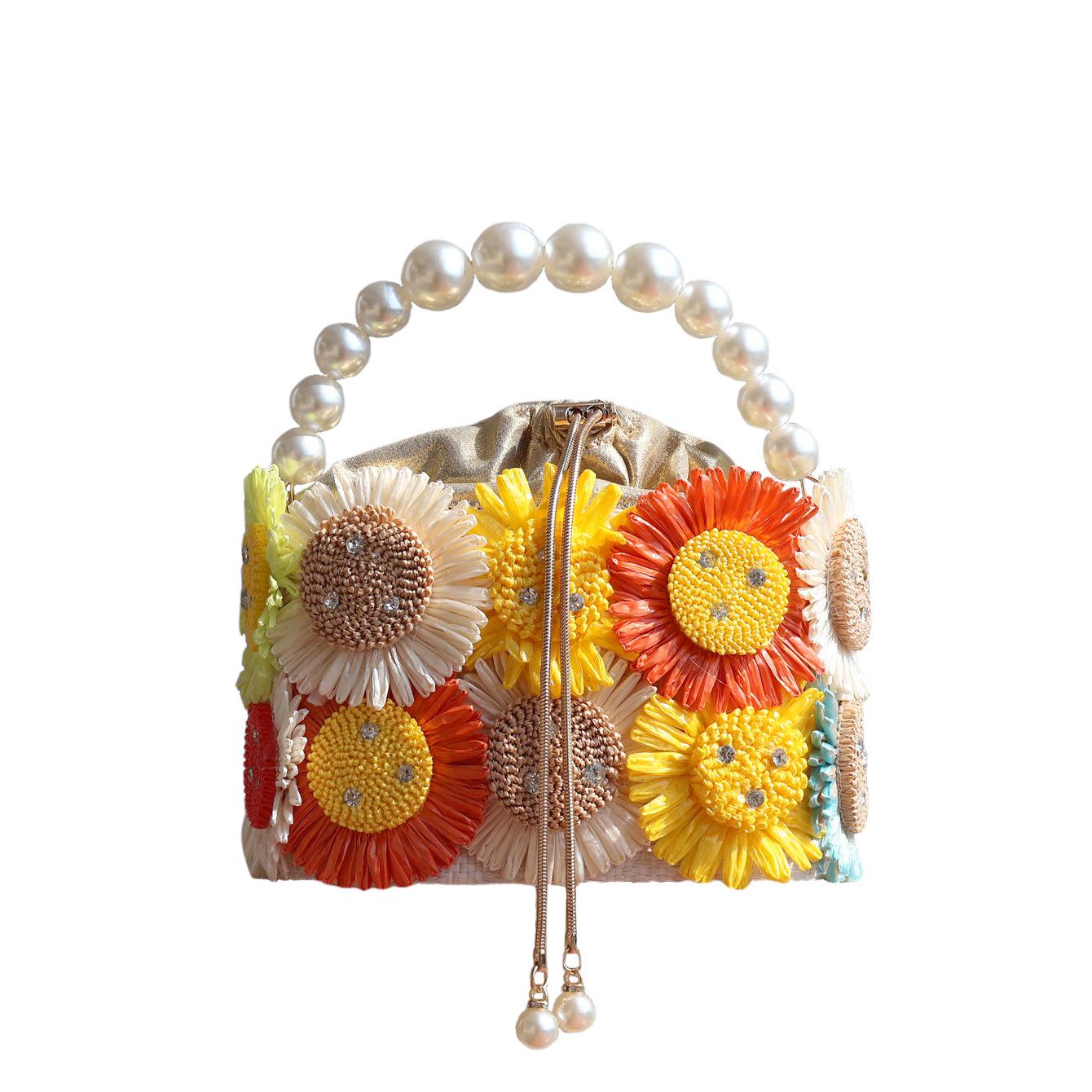 

Women s bag Metal birdcage handbag Pearl decoration dinner bag Handmade flower handbag разноцветный