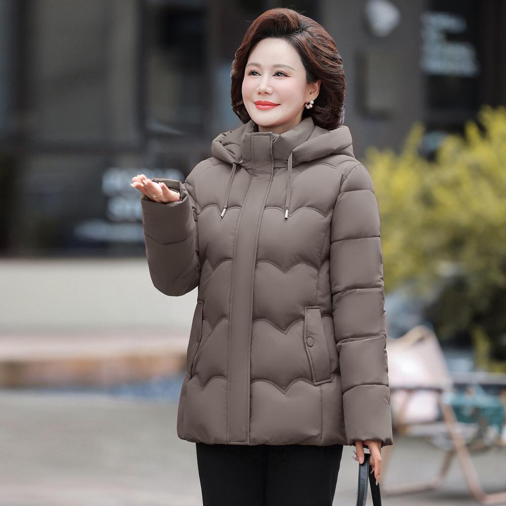Senior mother medium and long down jacket women's new fashion hooded middle-aged women's jacket middle-aged and elderly winter clothing