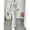 Autumn New Long Sleeve Knitted Pants Set Women Casual Solid Stand Loose Two Piece Pants Suits Women Knitwear Elegant Fashion 2 Piece Woman Sets 24706