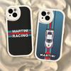 M-Martini Racing Horizontal Stripe For IPhone 16 15 14 13 12 11 Pro Max Plus Shockproof Leather Soft Phone Cover