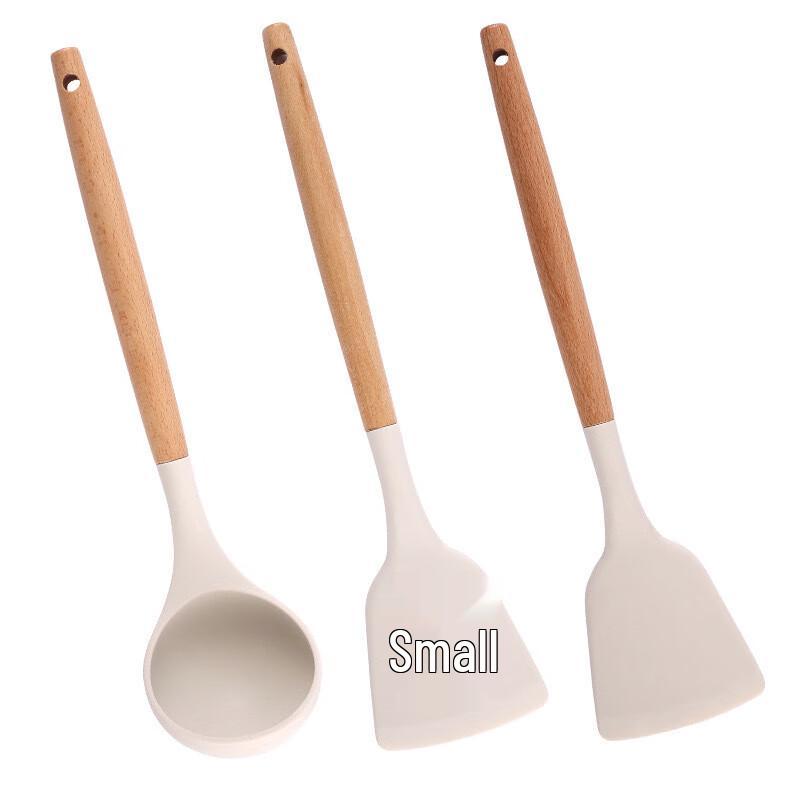Beech Wood Handle Silicone Kitchen Utensil Set