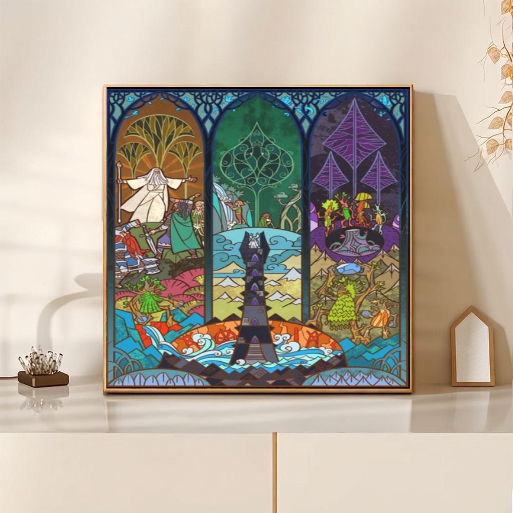 Hobbit Movie Poster 5D Diy Diamond Painting Round Diamond Mosaic Suitable For Beginners Diamond Painting Rhinestones Gift Frameless