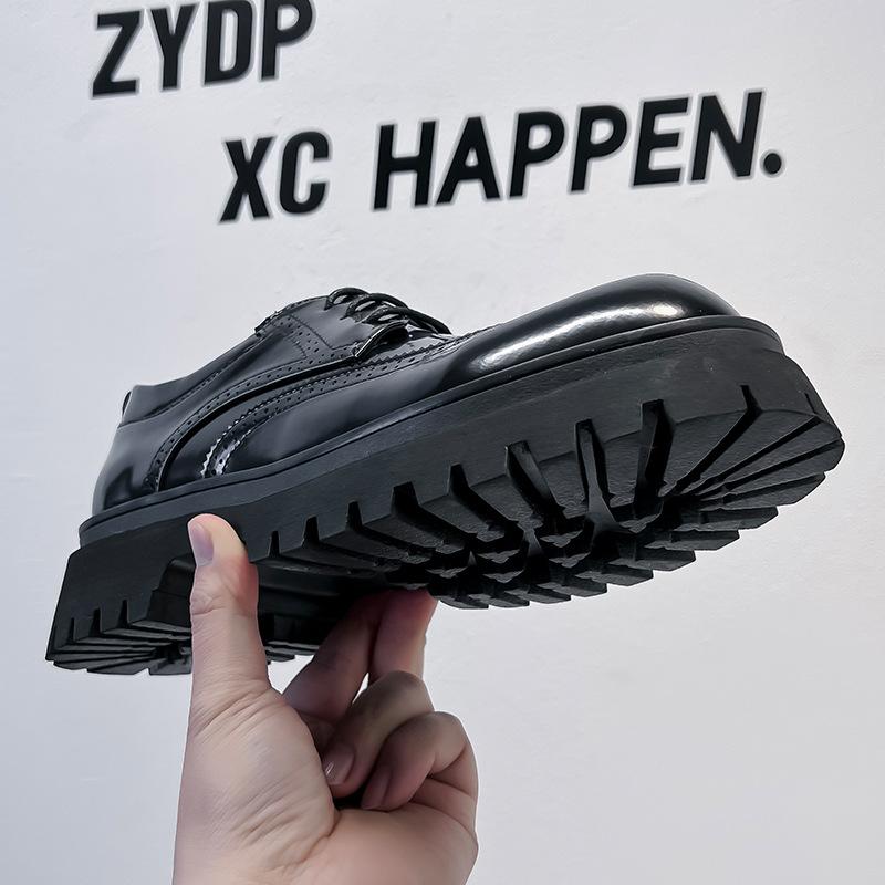 Big head leather shoes men's platform heightening British Derby business dress Brock wedding groom shoes 1803-A