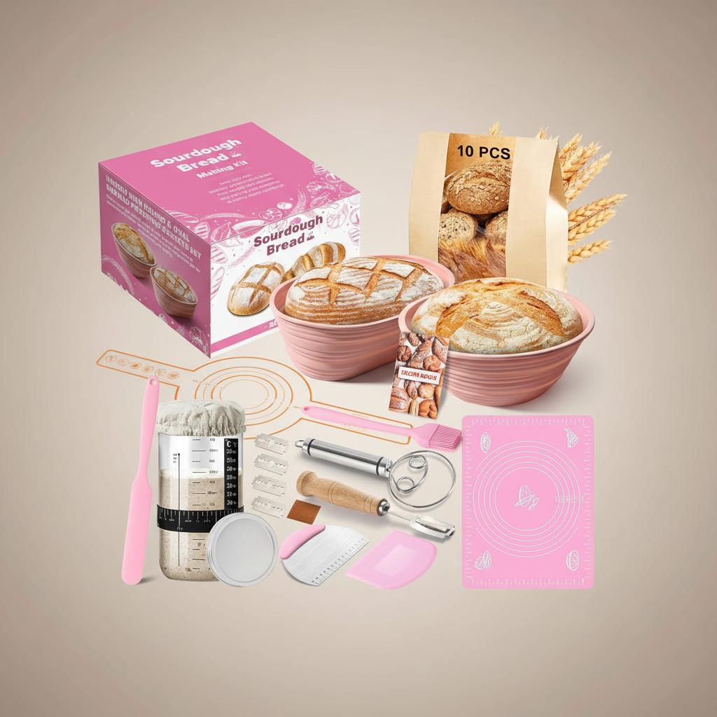Bread Fermentation Baking Tool Set Including Cutter Rolling Pin Wicker Accessories For Home And Professional Use