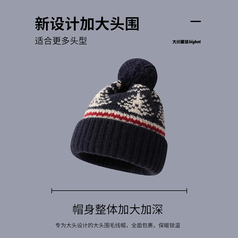 Big Head Planet Christmas Wind Fair Island Collection Women's Winter Plush West Sichuan Knitted Hat Warm Wool Hat Scarf