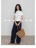 Pantalon d'été décontracté ample à jambes larges en lin pour femme - Style long jusqu'au sol